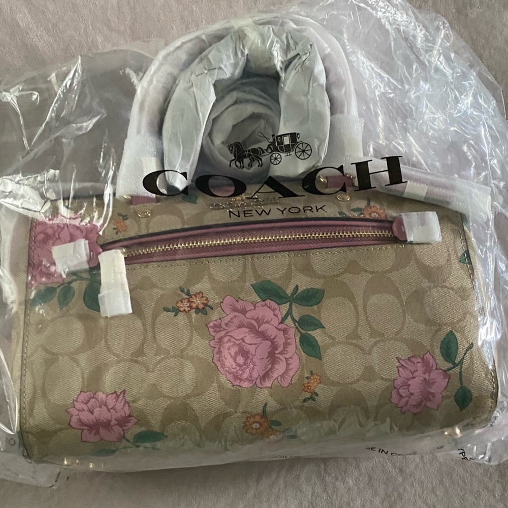 rose coach purse hand bag should bag cross body new with tags